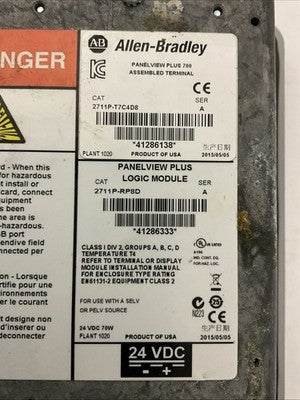 ALLEN BRADLEY 2711P-T7C4D8 SER A PANELVIEW PLUS 700 24VDC 2711P-RP8D SER A2