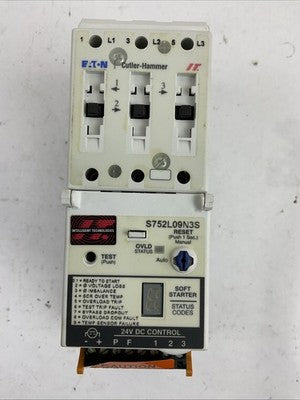 EATON CUTLER HAMMER S752L09N3S 600VAC 9AMPS 7.5HP 3PH SOFT START 24VDC0
