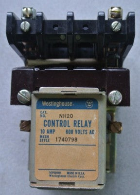 WESTINGHOUSE NH20A CONTROL RELAY - 600V, 10A - 120V COIL - NEW SURPLUS - NH201