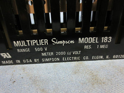 SIMPSON 08552 183 MULTIPLIER RESISTOR 500 DC V - NEW in BOX - RES. 1 MEG2