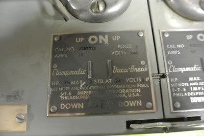 I-T-E V2B3212 CLAMPMATIC VACU-BREAK DUAL-AMPERAGE SWITCH 240V, 30 & 60A, 3-POLE1