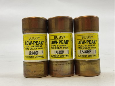 BUSS LPJ-40SP LOW-PEAK FUSE 40AMP 600VAC 300VDC (LOT OF 3)0
