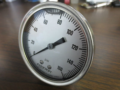 ASHCROFT Q-8962 LIQUID-FILLED GAUGE - 0-160psi BACK-MOUNT0