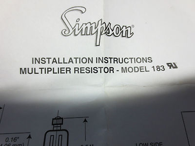 SIMPSON 08552 183 MULTIPLIER RESISTOR 500 DC V - NEW in BOX - RES. 1 MEG3