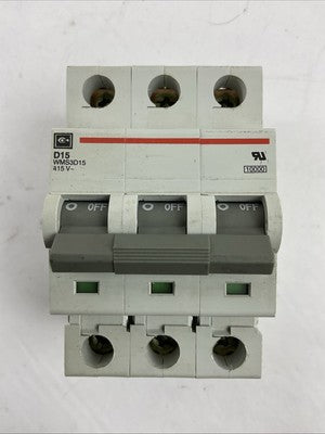 CUTLER HAMMER WMS3D15 CIRCUIT BREAKER 15A 3POLE 415VAC0
