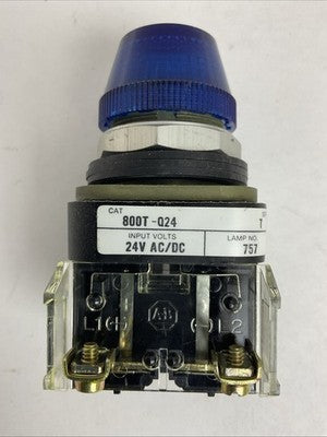 ALLEN BRADLEY 800T-Q24B SER T 24V PILOT LIGHT TYPE 4, 13 BLUE LENS0