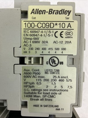 ALLEN BRADLEY STARTER (100-C09D*10 SER A COIL 24VDC + 193-ED1DB 3.2-16A SER C)1
