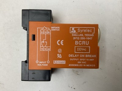 CROUZET SYRELEC BCRU-110A 110VAC TIMER MODULE OUTPUT SPDT 10AMP 250VAC0