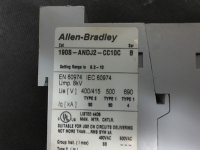 ALLEN-BRADLEY 190S-ANDJ2-CC10C / 140M-C2E-C10 / 100-C09Z*10 STARTER CONTACTOR1