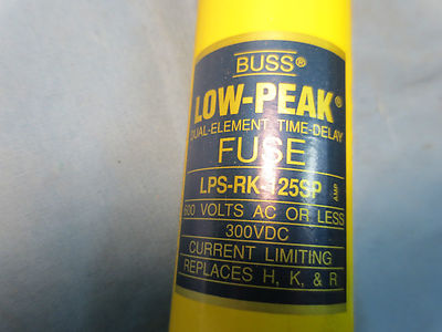 COOPER BUSSMANN LPS-RK-125SP LOW PEAK DUAL-ELEMENT TIME-DELAY FUSE 600VAC 300VDC2
