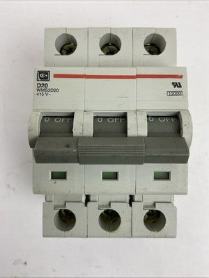 CUTLER HAMMER WMS3D20 CIRCUIT BREAKER 20A 3POLE 415VAC0