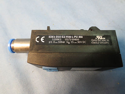 FESTO SDE1-D10-G2-H18-L-PU-M8 DIGITAL PRESSURE SENSOR, PNEUMATIC, LCD0