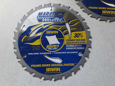 IRWIN WD24035 FRAMING / RIPPING BLADE, 7-1/4" 24T WELDED CARBIDE - NEW SURPLUS0