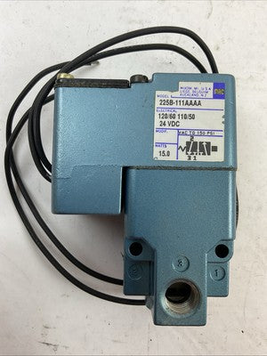 MAC 225A-111AA SOLENOID VALVE 120VAC 60HZ 110VAC 50HZ 24VDC 15.0WATTS 150PSI1