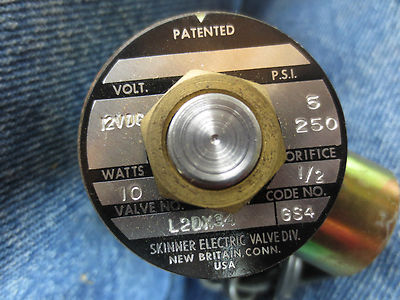SKINNER L2DX34 VALVE - 5-250PSI 12VDC 10W 1/2' ORIFICE - NEW SURPLUS / OLD STOCK3