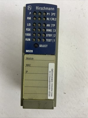 HIRSCHMANN MS20-1600SAAEHH02.0.02 ETHERNET SWITCH MICE SWITCHING MODLULE0