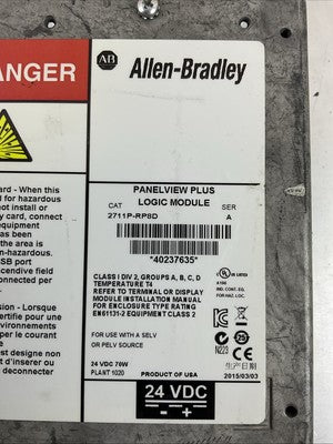 ALLEN BRADLEY 2711P-RDT15C SER B PANELVIEW PLUS 1500 2711P-RP8D SER A 24VDC4