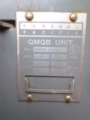 FEDERAL PACIFIC QMQB-3022 PANEL SWITCH - 240V, 30A, 2 POLE1