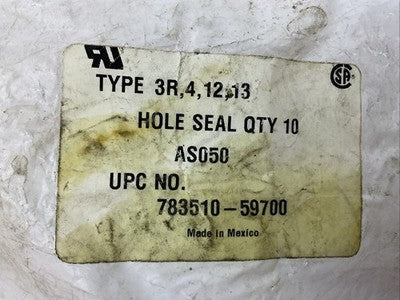 HOFFMAN TYPE 3R, 4, 12, 13 AS050 783510-59700 HOLE SEAL  59700 1/2" (BAG OF 10)2
