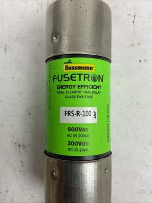 FUSETRON FRS-R-100 300VDC 600VAC 100AMP ENERGY EFFICIENT CLASS K5 FUSE1