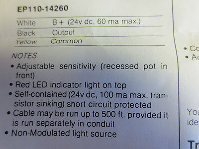 NAMCO EP110-14260 PHOTOELECTRIC SLOT SENSOR - RETRO-REFLECTIVE - GS05/2G LEUZE8