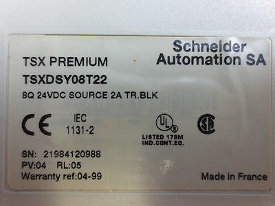 SCHNEIDER TSXDSY08T22 - 8Q 24VDC SOURCE 2A TR. BLK w/ TSXBLY01 TERM BLK6