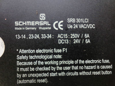 SCHMERSAL SRB301LCI SAFETY RELAY 24VAC/24VDC1