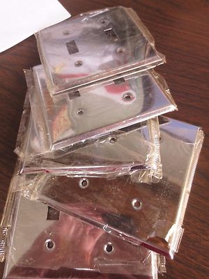 CHROME-PLATED 2 GANG LIGHT SWITCH COVER / WALL PLATE - LOT of 5 - NEW SURPLUS1