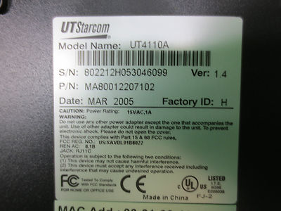 UTStarcom UT4110A ADSL MODEM / ROUTER MA80012207102 - NEW - LAN WAN ACT ALM7