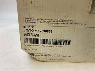 ZURN Z6000PL-WS1 WATER CLOSET FLUSH VALVE SO/TO # 17030859 1.6gpf / 6.0Lpf1