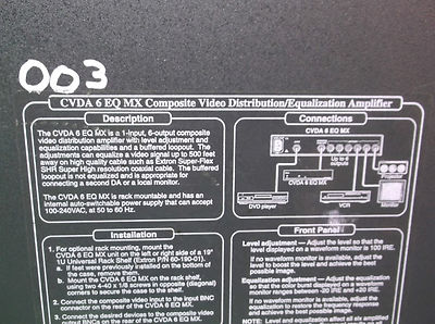 EXTRON CVDA 6 EQ MX COMPOSITE VIDEO DISTRIBUTION/EQUALIZATION AMPLIFIER1