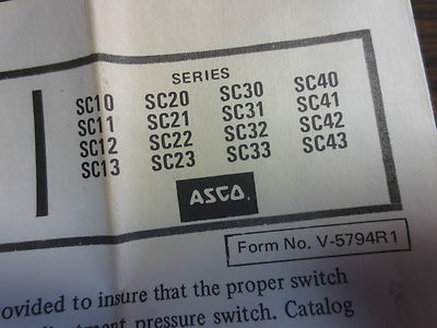 ASCO SC41B SWITCH UNIT & TRANSDUCER COMBO for 2-STAGE DUAL ADJ. PRESSURE SWITCH10