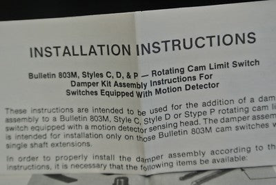 ALLEN-BRADLEY 803M-NX23 Series A / RETROFIT KIT for STYLE C, D, P DRAG DEVICE7