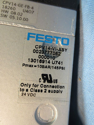 FESTO DQ386 / EO-4696-110-008 Rev. C, PNEUMATIC SOLENOID CONTROL VALVE ASSEMBLY7