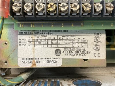 ALLEN BRADLEY 1336S-B025-AN-EN4 SER D 1336 PLUS SENSORLESS VECTOR DRIVE1
