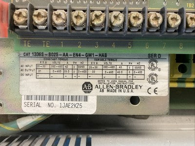 ALLEN BRADLEY 1336S-B025-AA-EN4-GM1-HAB SER D 1336 PLUS SENSORLESS VECTOR DRIVE1