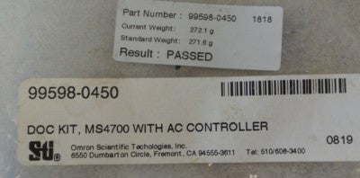 STI 99598-0450 DOC KIT, MS4700 w/ AC CONTROLLER / RG1986-7 (2) / 42800-01101
