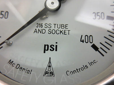 McDANIEL CODE KH 0-400 psi GAUGE 2-1/2" 1/4" NPT - LIQUID-FILLED - 316SS1