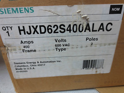 SIEMENS HJXD62S400A SENTRONÈ CIRCUIT BREAKER - 400A, 600VAC, 2-POLE NEW SURPLUS7