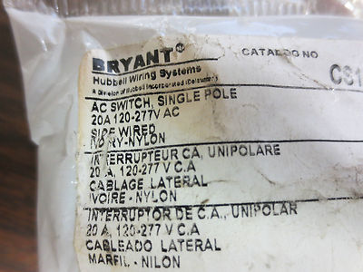 BRYANT CSB120-BI COMMERCIAL QUIET TOGGLE WALL SWITCH 20A , IVORY - NEW LOT of 23