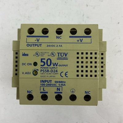 IDEC PS5R-D24 POWER SUPPLY OUTPUT 24VDC 2.1A INPUT 100-240VAC 50/60HZ 1.15A1
