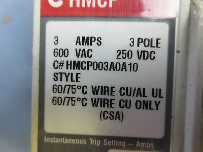 CUTLER-HAMMER HMCP003A0A10 SERIES C MOTOR CIRCUIT PROTECTOR / CIRCUIT BREAKER 3A4