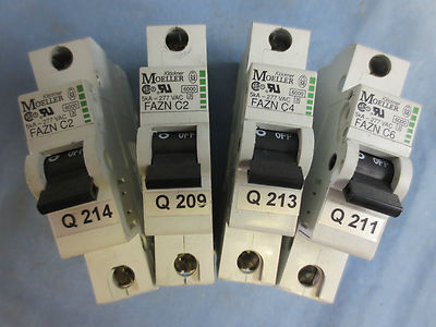 KLOCKNER-MOELLER CIRCUIT BREAKERS - FAZN C2 (2), FAZN C4, FAZN C6 - LOT of 4 pcs0