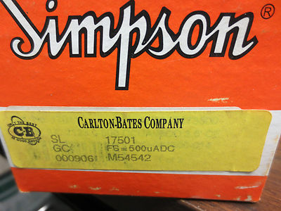 SIMPSON 17501 ANALOG PANEL METER, DC Current, 0µA to 500µA - NEW in BOX1