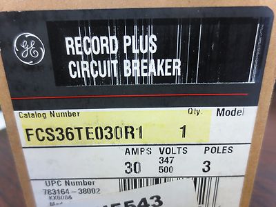 GE FCS36TE030R1 RECORD PLUS CIRCUIT BREAKER 30A, 480VAC, 3-POLE - NEW SURPLUS1