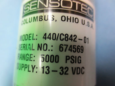 SENSOTEC 440/C842-01 AMPLIFIED TRANSDUCER 5000 PSIG RANGE 13-32VDC1