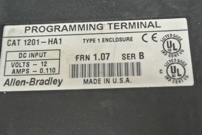ALLEN-BRADLEY 1201-HA1 / Ser. B / FRN 1.07 / PROGRAMMING TERMINAL / 12V / 0.110A1