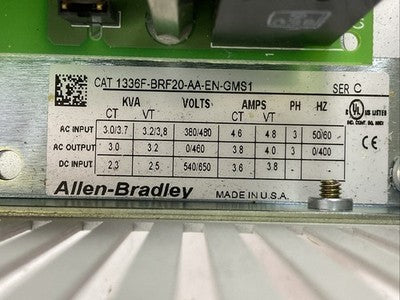 ALLEN BRADLEY 1336F-BRF20-AA-EN-GMS1 AC DRIVE 1336 PLUS II SENSORLESS VECTOR1