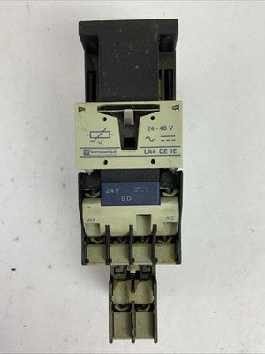 TELEMECANIQUE CA3DN40 600VAC 10A CONTACTOR 24VDC COIL LA4DE1E 24-48VDC LA1DN022
