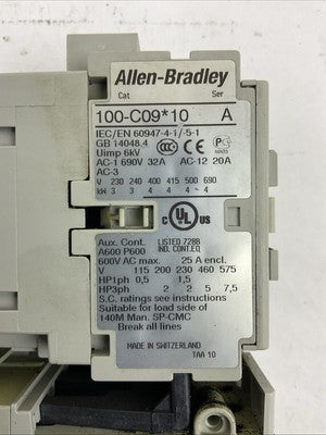 ALLEN BRADLEY STARTER (100-C09*10 CONTACTOR 120V COIL+193-ED1CB RELAY 1.0-5.0A)1